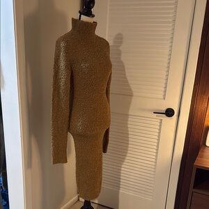 Cozy Brown Turtleneck Sweater Dress